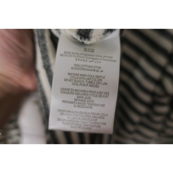 BCBGMAXAZRIA Eznei Pure Cotton Cold Shoulder Cutout Knit Gray Striped Blouse - Picture 7 of 9